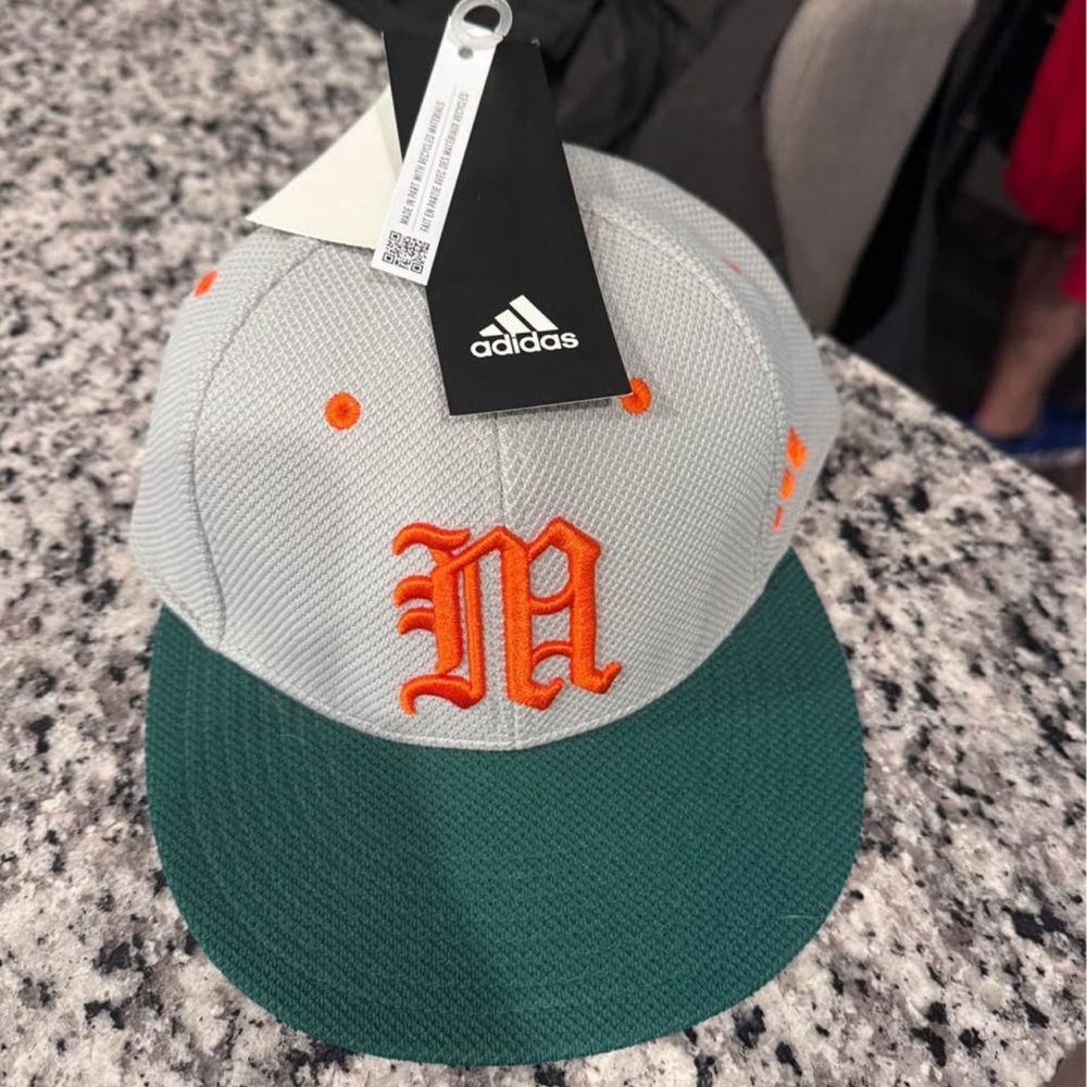 Adidas Miami Hurricane Fitted baseball hat 7 5/8
